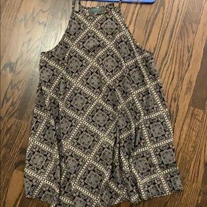 Black printed swing dress with spaghettini straps